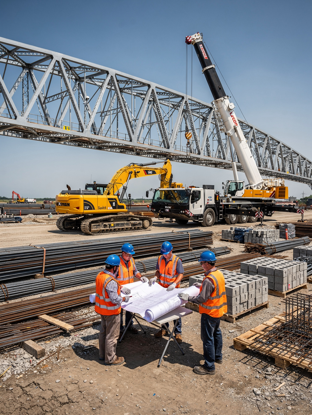 Ingenieros de UNBEKANNT supervisando un proyecto de infraestructura civil a gran escala