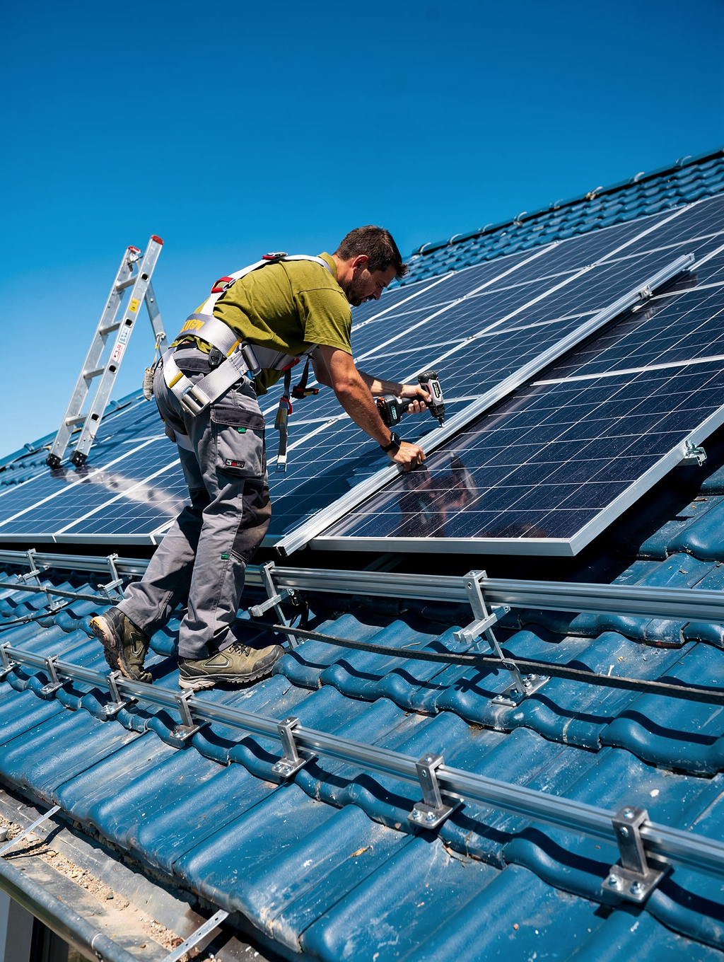 Instalación de calentadores solares en edificio