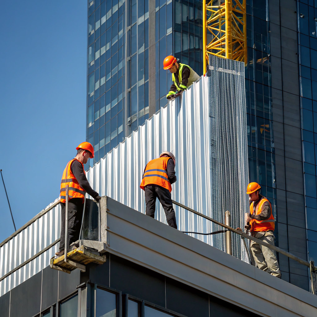 Instalación de paneles solares en proyecto de infraestructura civil